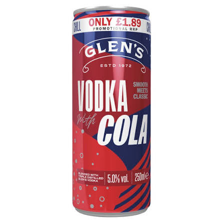 Glen’s Vodka with Cola 250ml