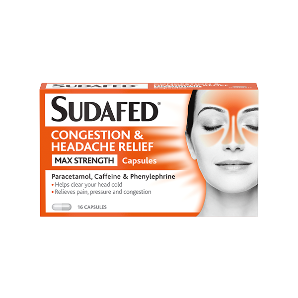 Sudafed Congestion & Headache Relief Max Strength 16 Capsules