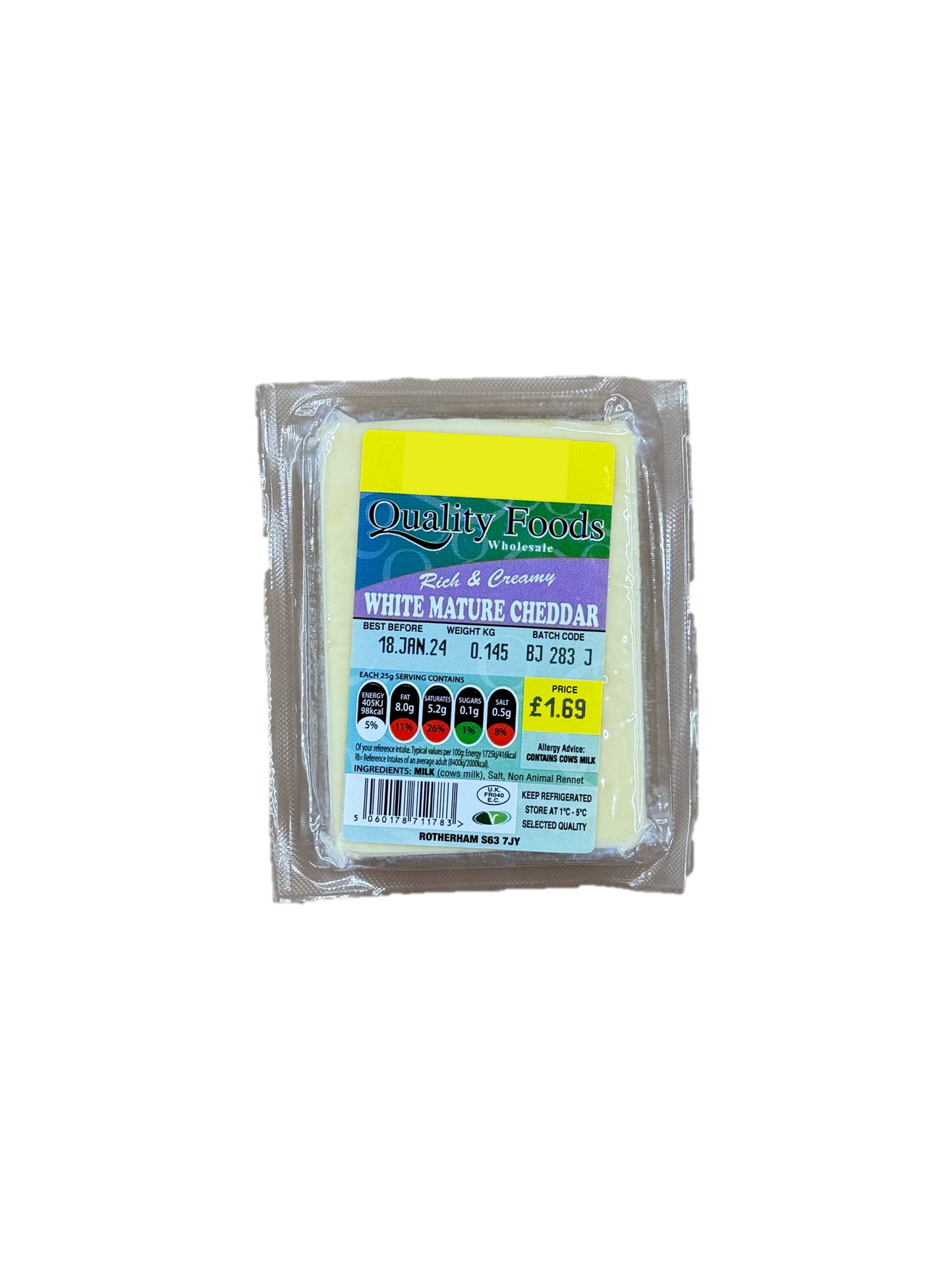 Quality Foods White Mature Cheddar Block 0.145kg
