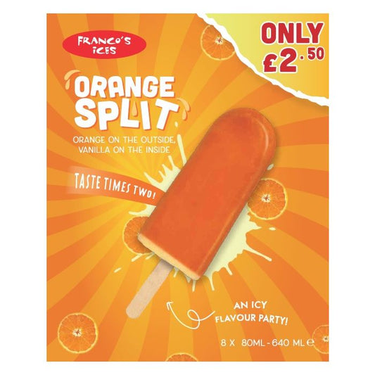 Francos Orange Split Frozen Ice Lollies 8 Pack (FROZEN)