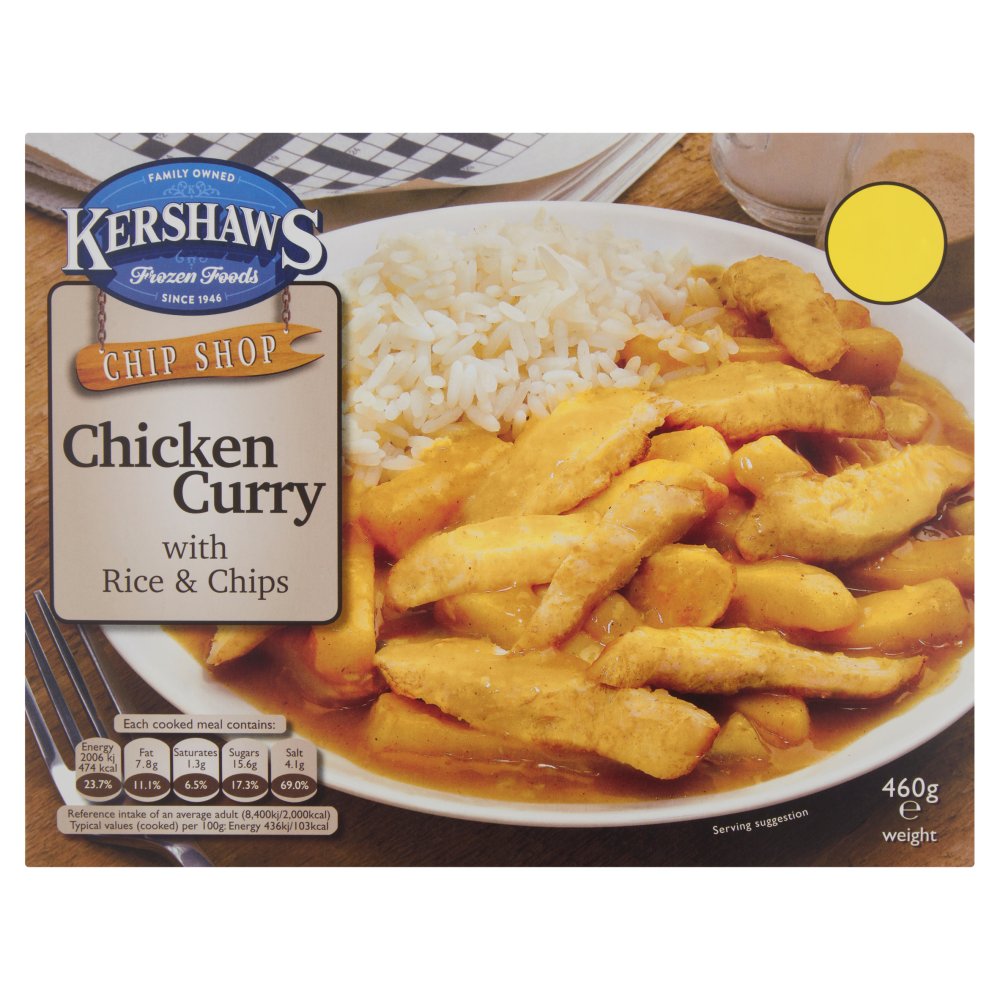 Kershaws Chicken Curry with Rice & Chips 460g (FROZEN)