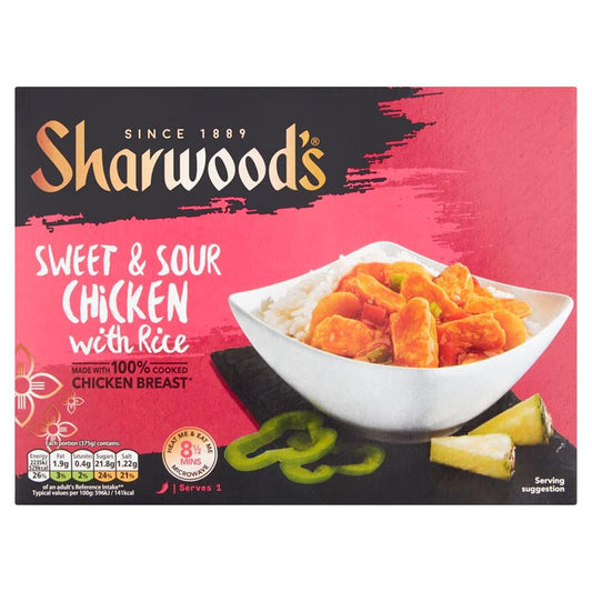 Sharwoods Sweet & Sour Chicken with Rice 375g (FROZEN)