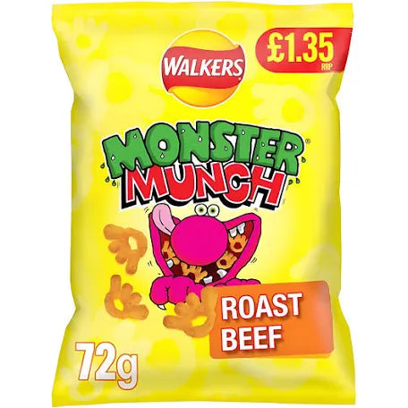 Walker Monster Munch Roast Beef 72g