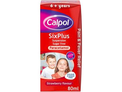 Calpol 6+ Years Suspension Sugar Free Strawberry 80ml