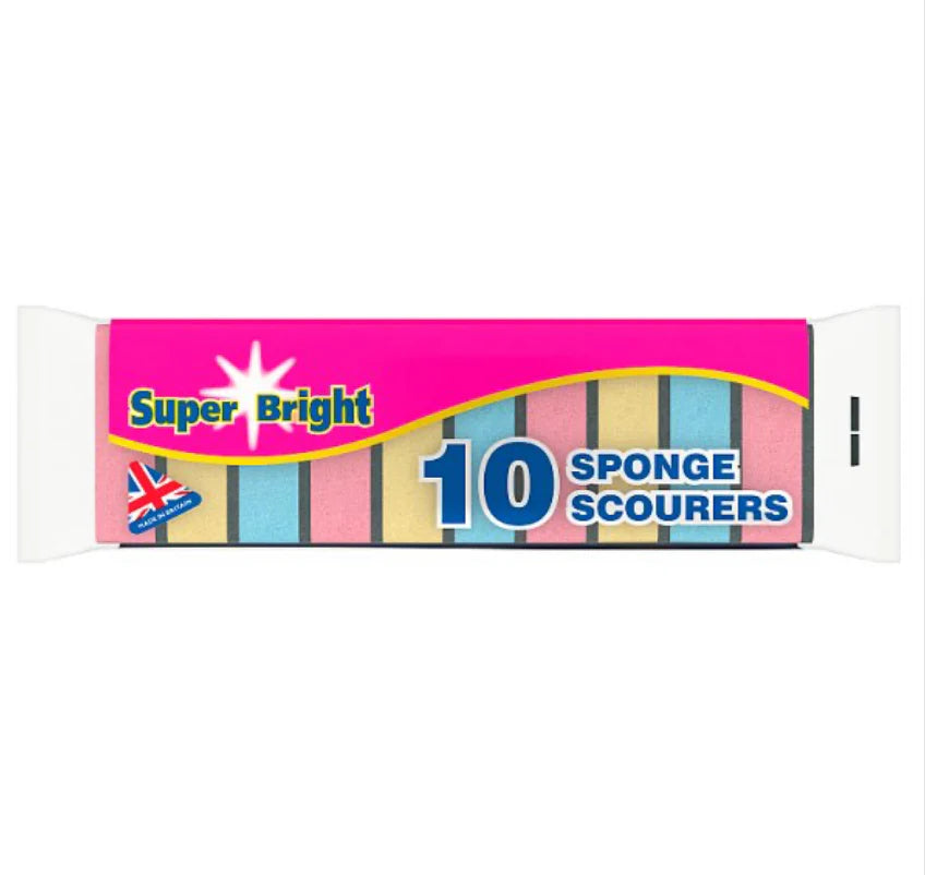 Super Bright Sponge Scourers 10 Pack
