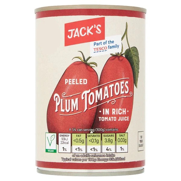 Jacks Peeled Plum Tomatoes 400g