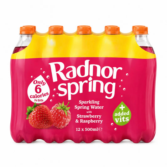 Radnor Spring Sparkling Spring Water with Strawberry & Raspberry 12x500ml