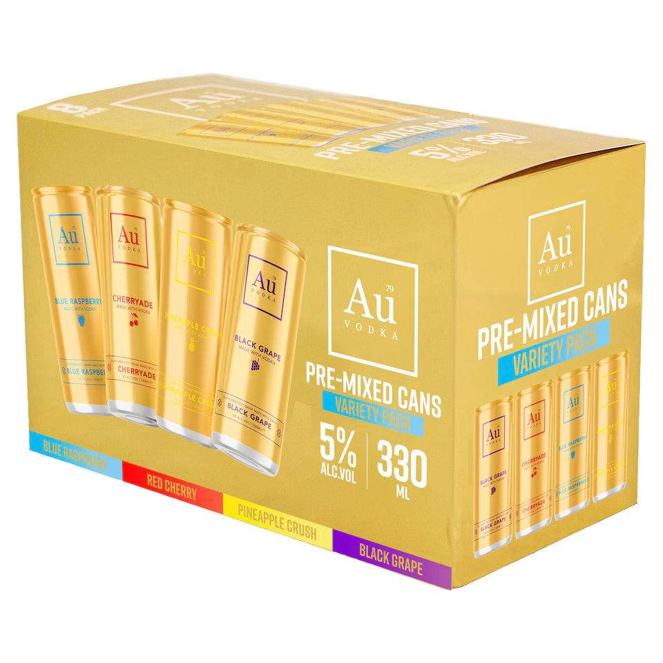 Au Vodka Pre-Mixed Variety Pack Cans 8x330ml