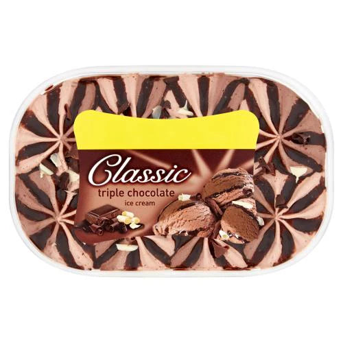 Classic Triple Chocolate Ice Cream Tub 900ml (FROZEN)