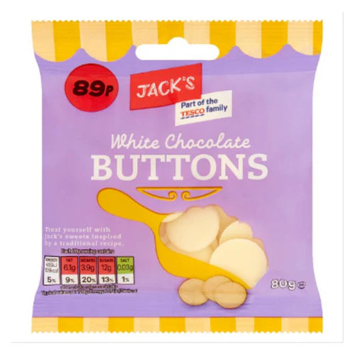 Jacks White Chocolate Buttons 90g (SHAREBAG)