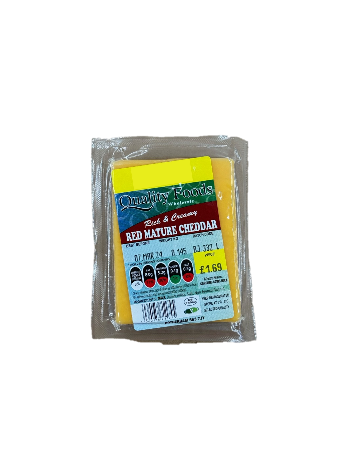 Quality Foods Red Mature Cheddar Block 0.145kg